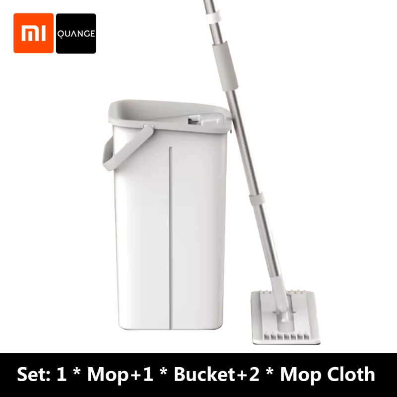 Xiaomi Youpin QUANGE Spin Mop Set Lazy Spray Mops Wooden Floor Ceramic Tile Automatic Flat Squeeze Mop Floor Cleaner For Home Cleaning Tool Household With Bucket