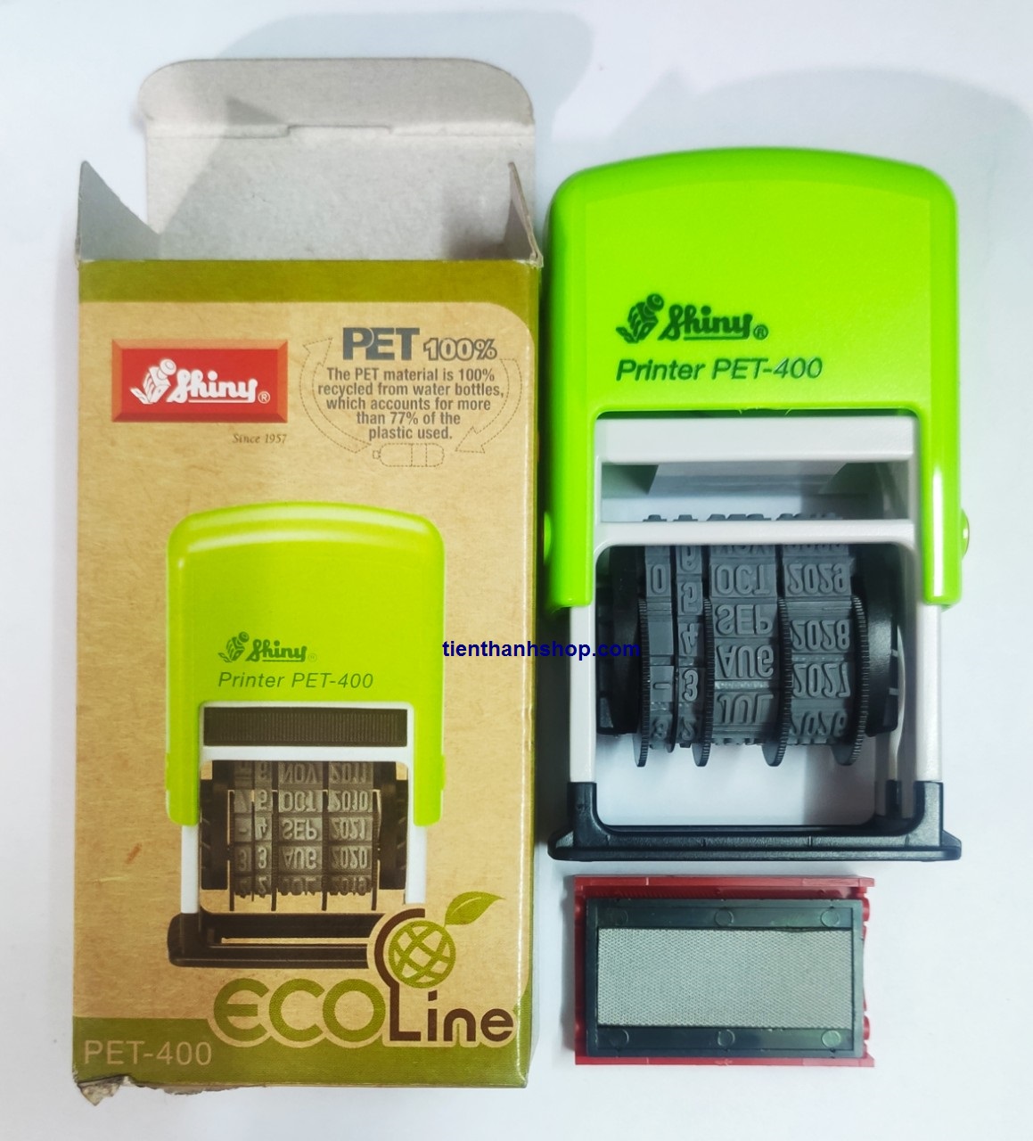 Dấu ngày tháng năm liền mực 4mm shiny S400 - Đóng trên nhiều chất liệu