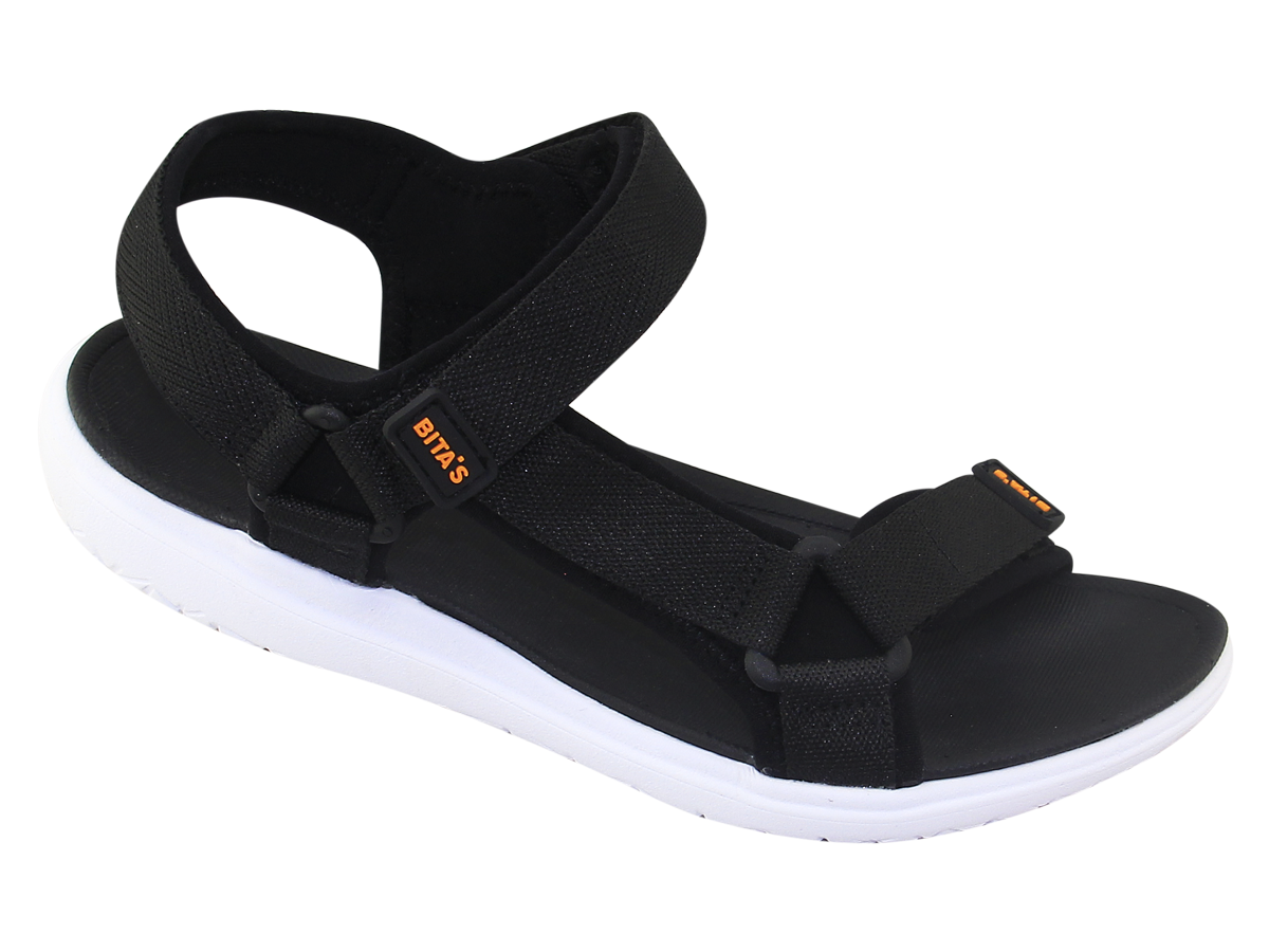 Sandal đế bằng nữ Bita's SYN.274 (Đen + Kem + Xanh mint)