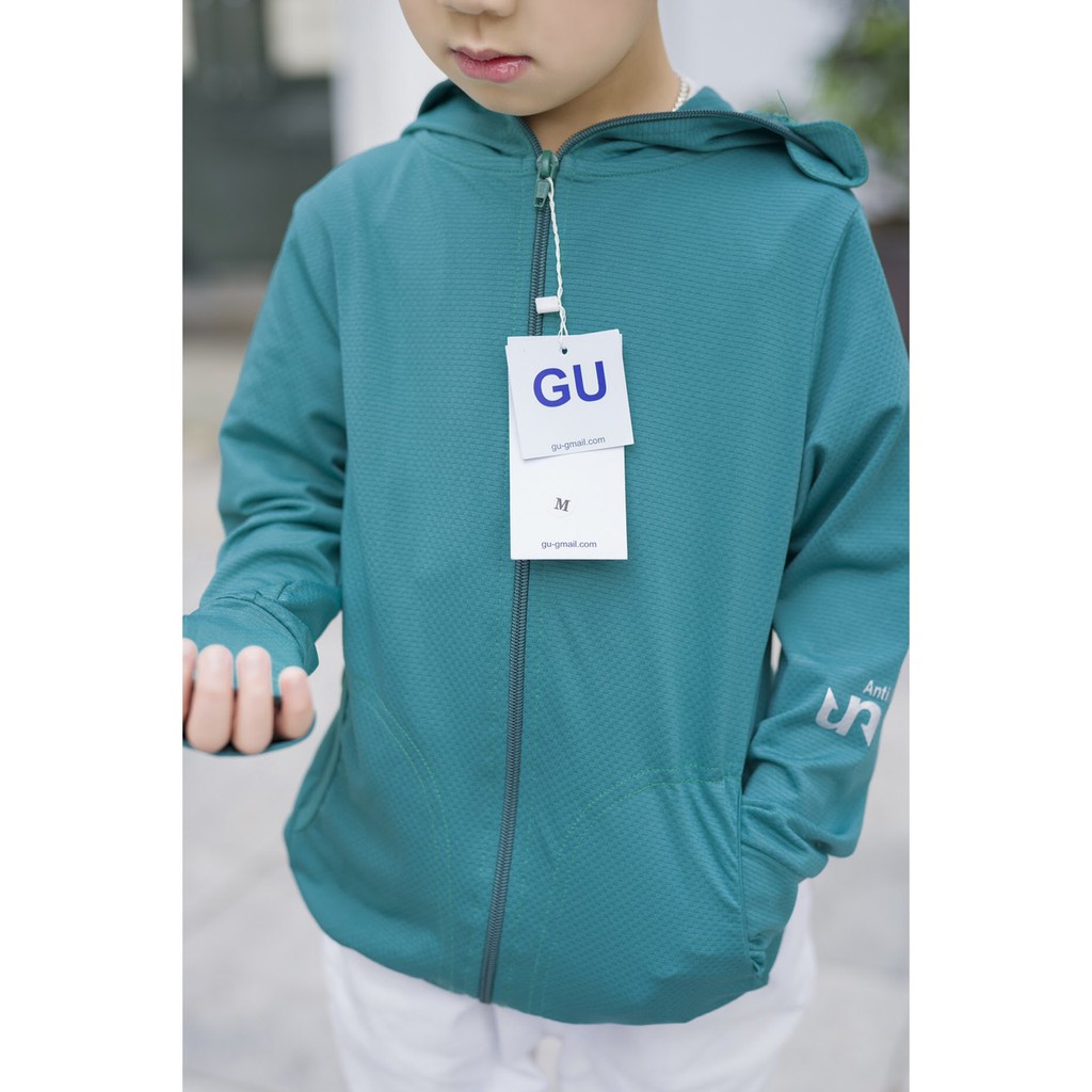 Áo chống nắng GU CHO BÉ 15 - 35kg, mềm, mát, thoáng khí