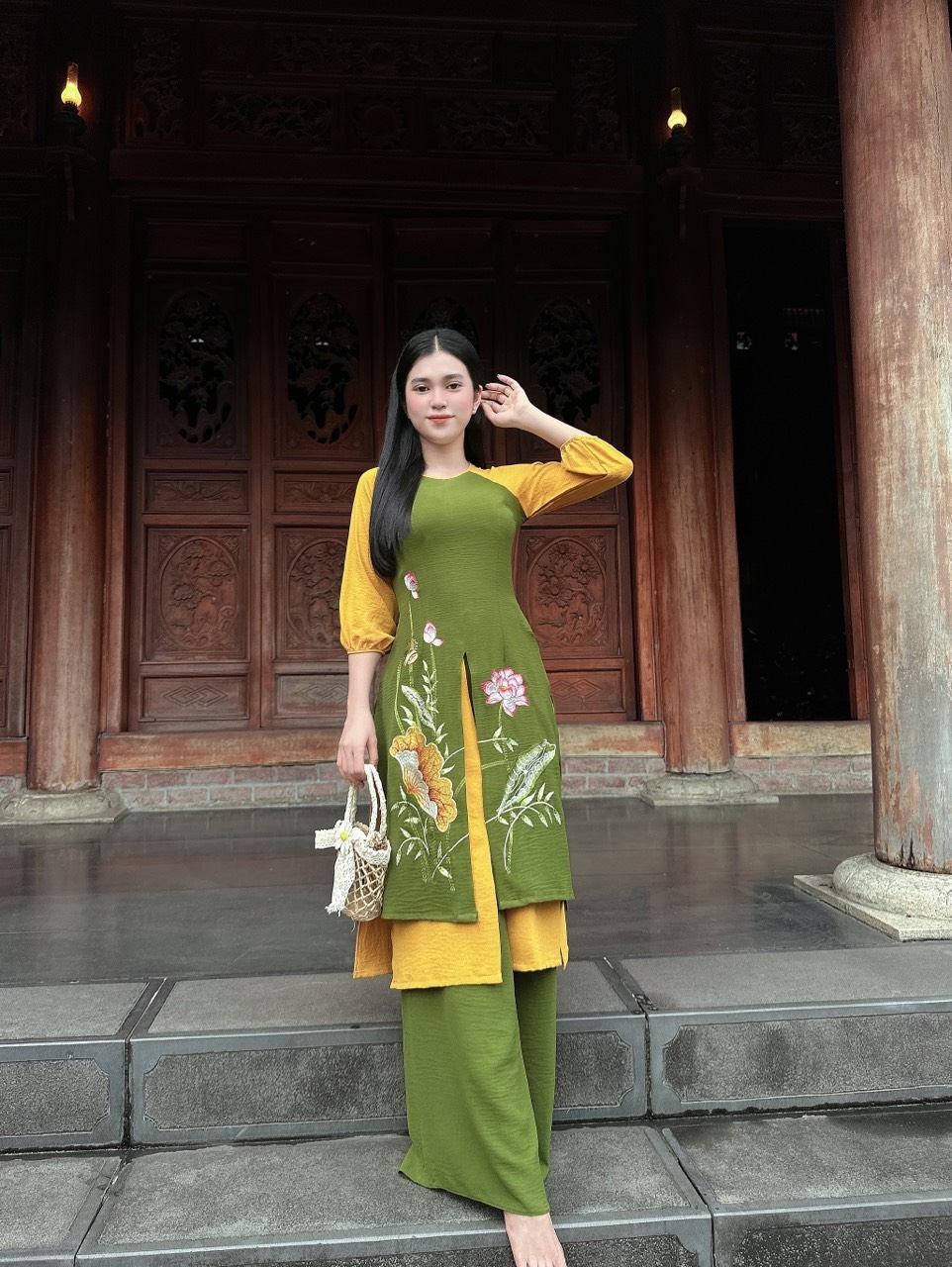 đồ lam đi chùa _ Mẫu áo dài 8 tà ( hàng cao cấp )