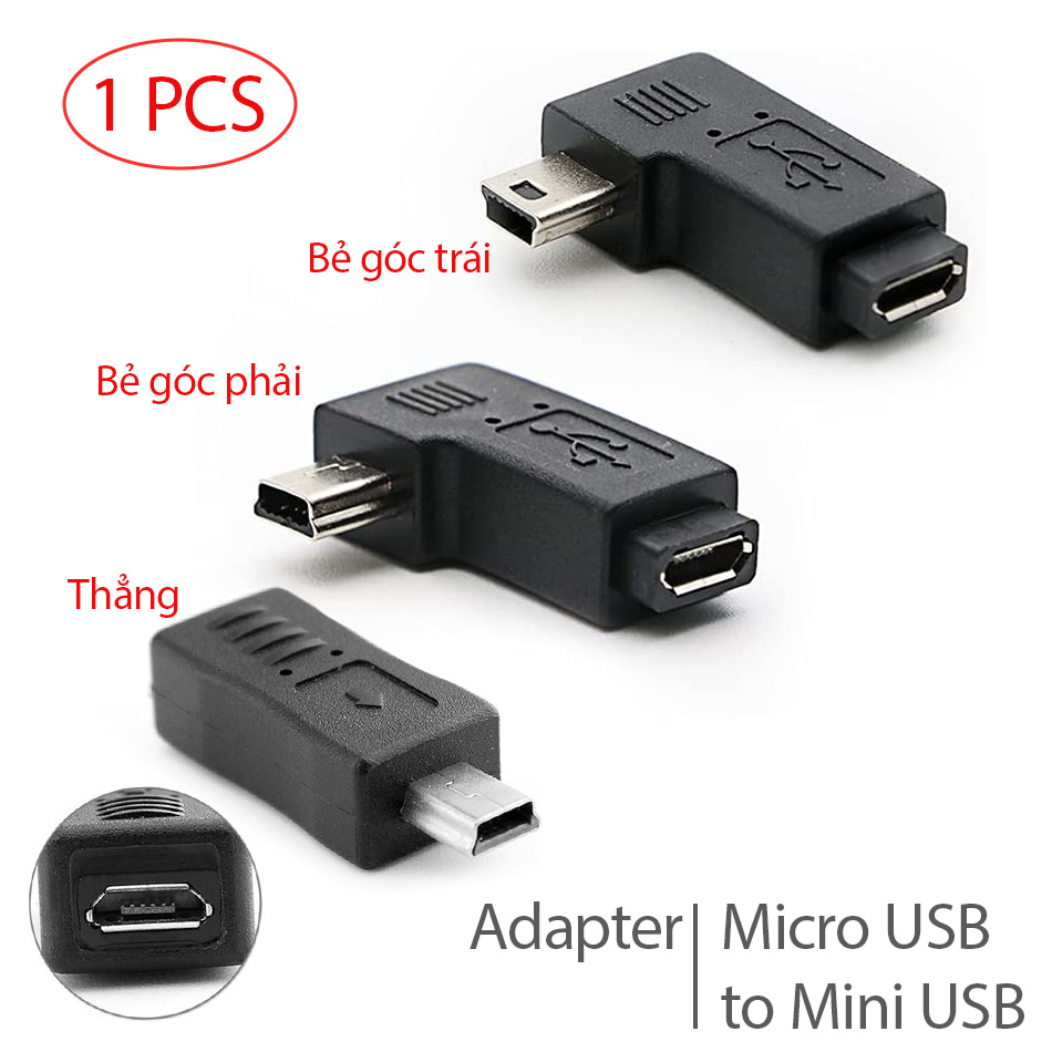 Micro USB to Mini USB Adapter - Mini USB to Micro USB Adapter Left and Right Angles