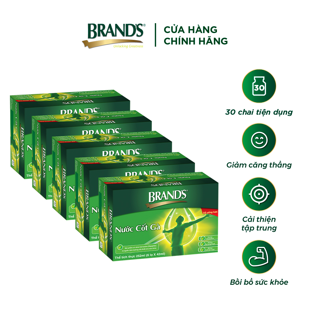 [Giao hàng 2h] Combo 5 Nước cốt gà BRAND'S Vị Truyền Thống (42 ml x 30 lọ)