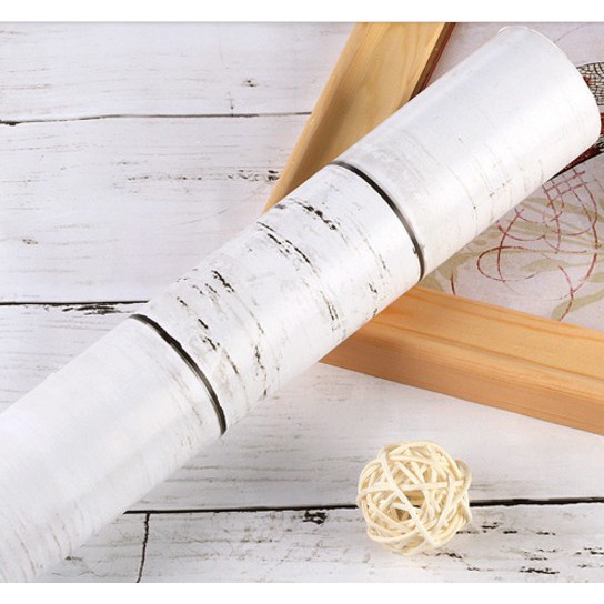 Decal giấy dán tường gỗ trắng