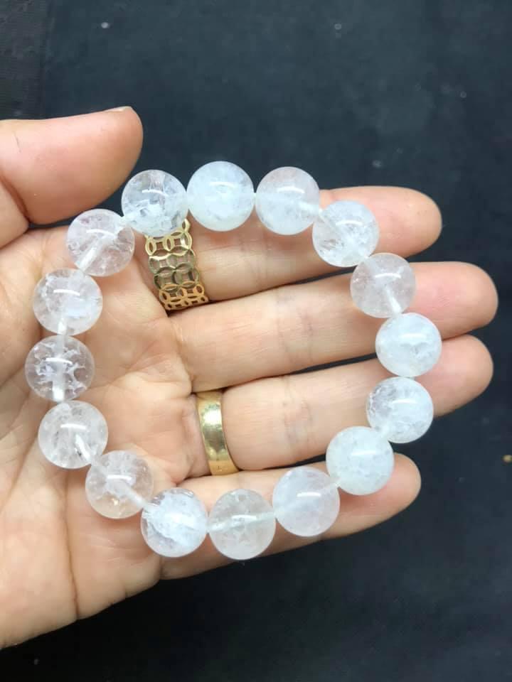 VÒNG TAY THẠCH ANH ƯU LINH TRẮNG 12LY