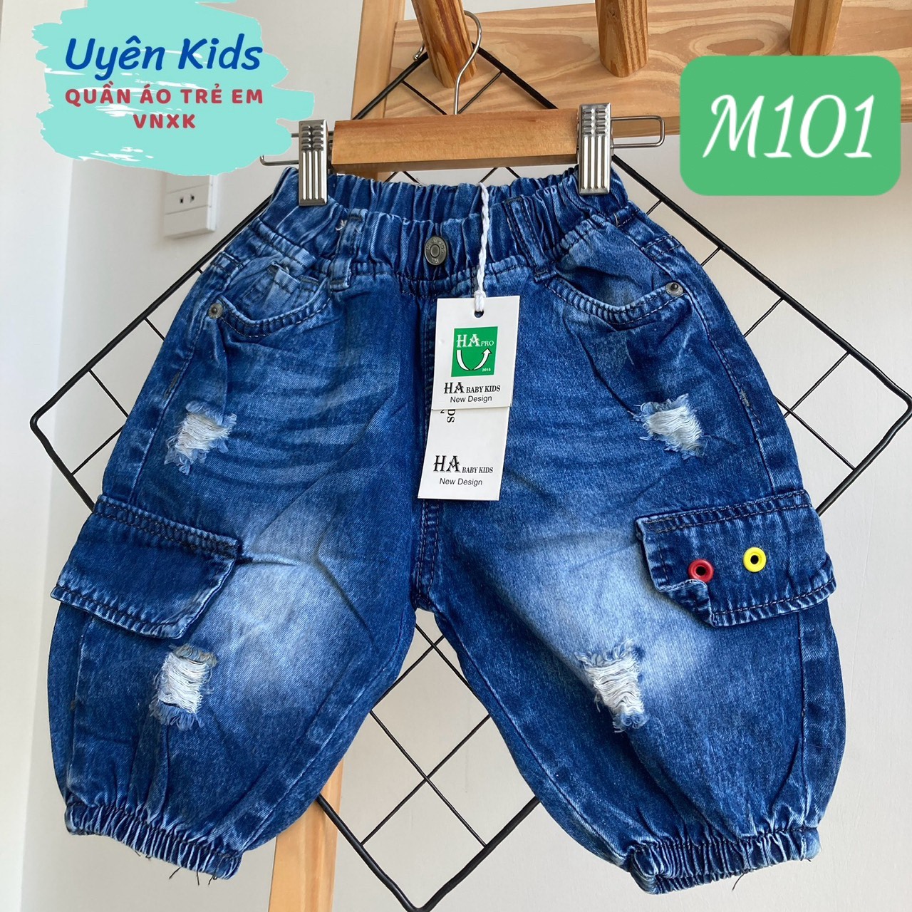 Quần short jean cotton cao cấp HA, mẫu sành điệu cho bé trai