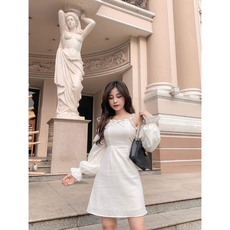 Đầm Trắng Trễ Vai Dạo Phố So Cute [KÈM ẢNH THẬT]