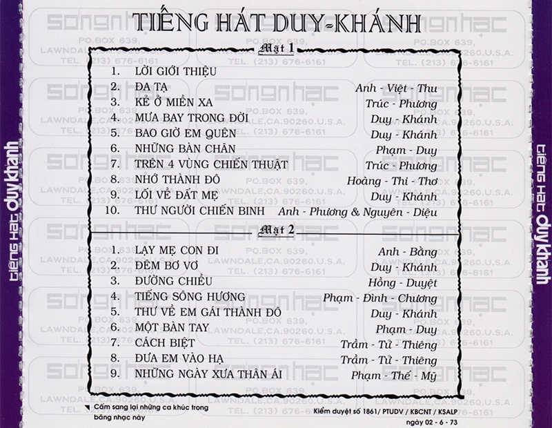 bộ 6 đĩa CD nhạc tiếng hat Duy Khánh 2 (nhạc trước 1975)