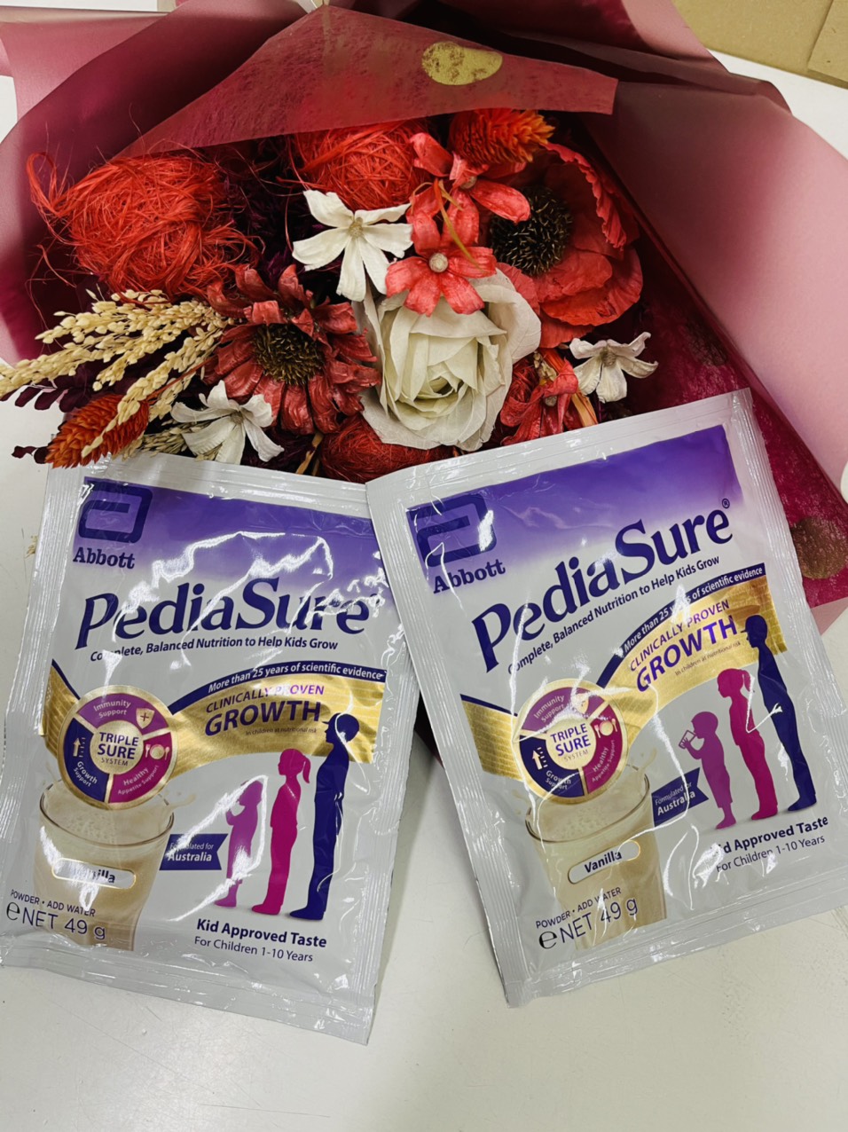 COMBO (5 gói) Sữa PediaSure Úc dạng gói 49gr date 2021