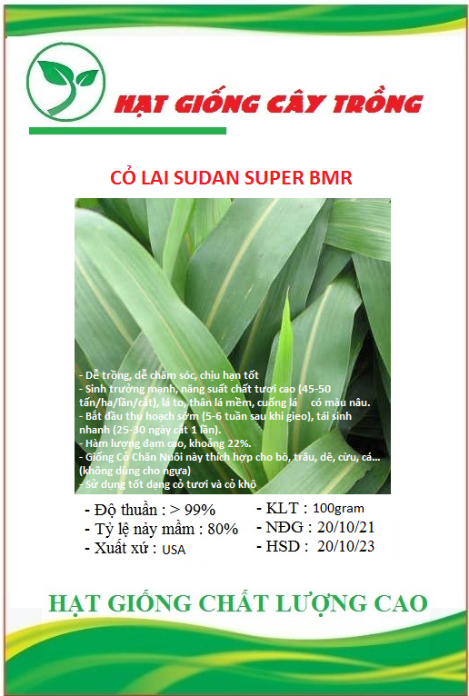 Hạt giống cỏ sudan super bmr - cỏ ngô ct235 - gói 100gram
