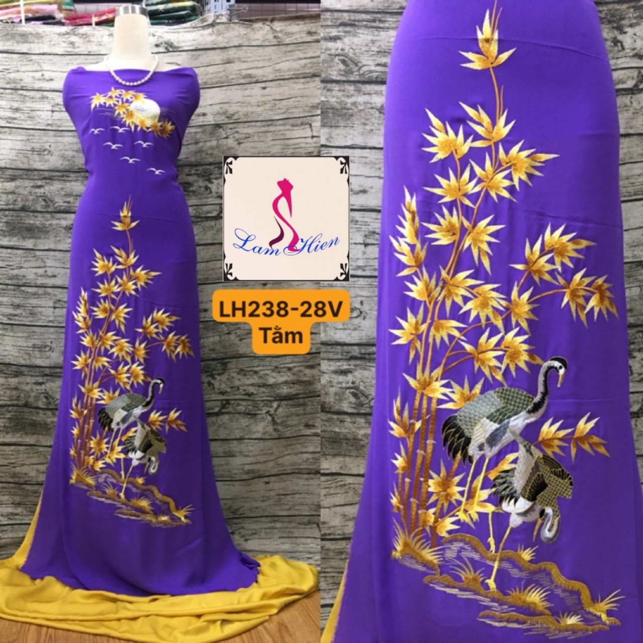 Vải áo dài thêu cao cấp modell LH238