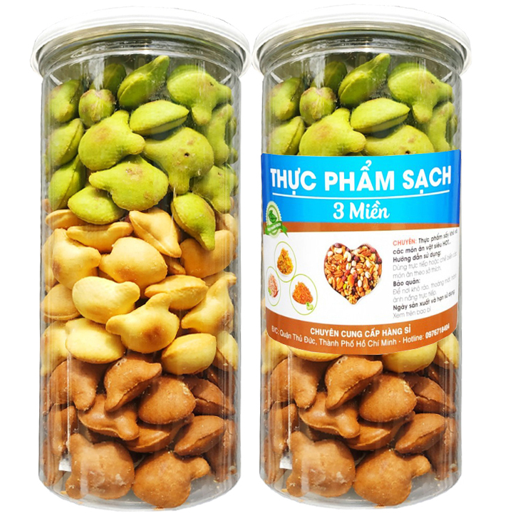 COMBO 2 HŨ] Bánh Gấu Nhân Kem Mix 3 Vị Thơm Ngon - Mỗi Hũ 350G hiệu TPS