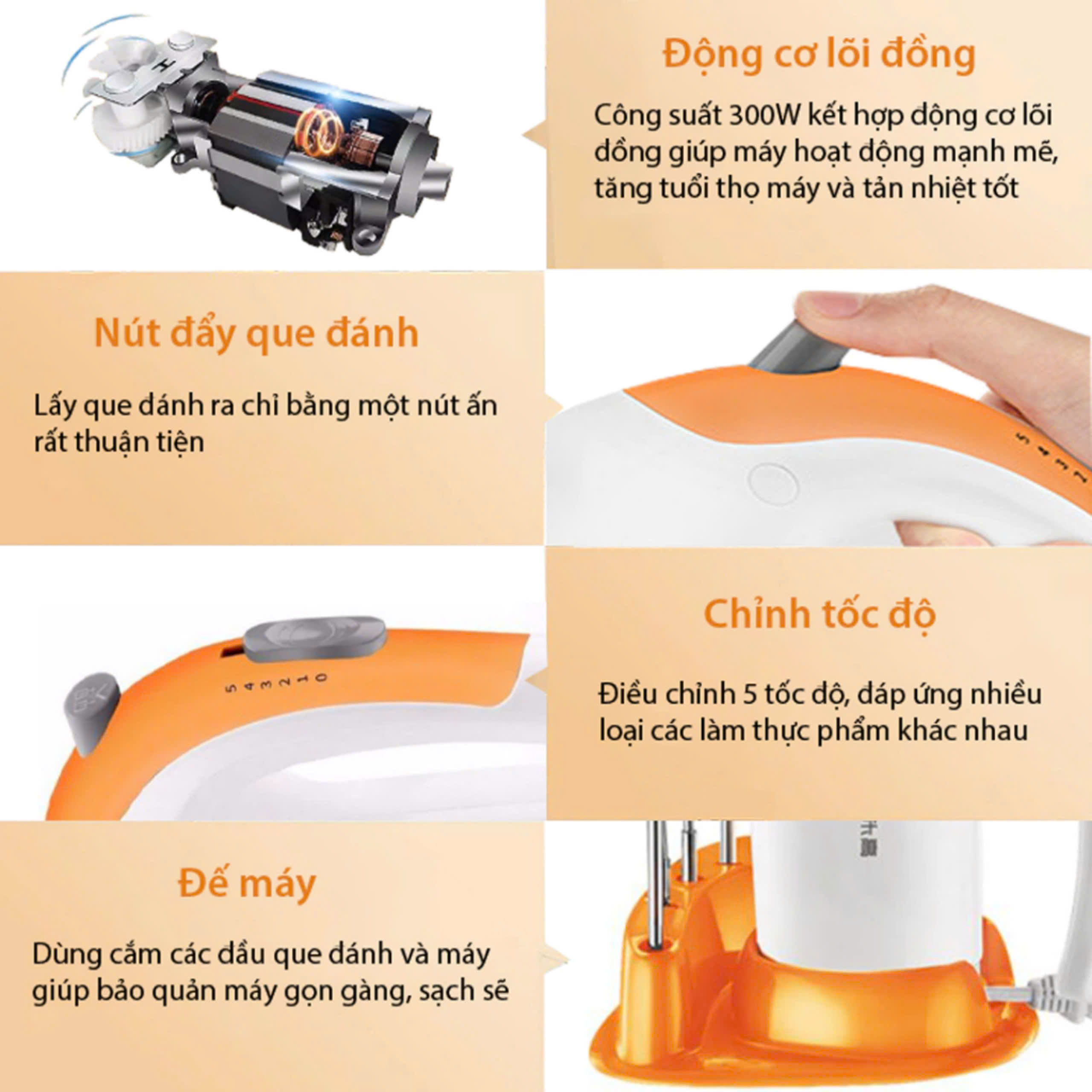 Máy đánh kem chesee - đánh trứng Netmego N38D 300W