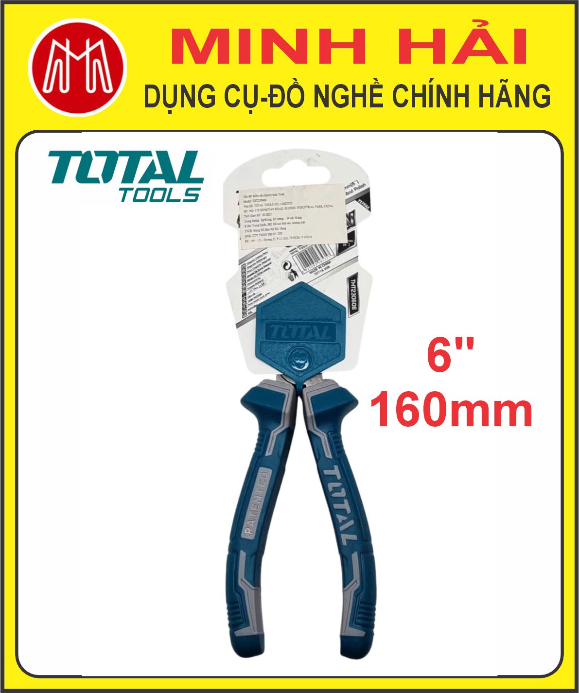 TOTAL – Kìm cắt công nghiệp cao cấp cỡ 160mm (6”). Model: THT230606. Chất liệu: Thép Cr-V
