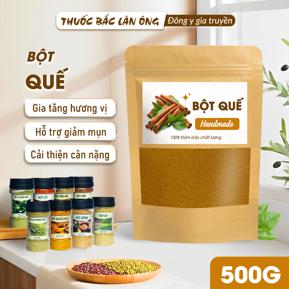 Bột quế nguyên chất 500g, gia vị nấu ăn, tạo mùi thơm hấp dẫn