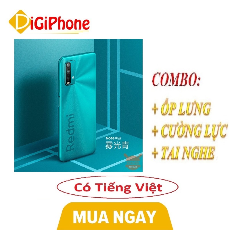 Combo Điện thoại Xiaomi Redmi Note 9 4/128 China Version Chip Snap Dragon 662 (phiên bản 4G) + Ốp lưng + Cường lực + Tai nghe