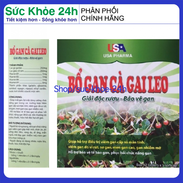 Viên uống giải độc gan Thanh nhiệt, giải độc, mát gan, hạ men gan, bảo vệ gan cà gai leo Hộp 60 viên dùng cho người từ 6 tuổi  Viên uống thải độc gan Detox thải độc gan Thuoc gai doc gan , sức khỏe 24h