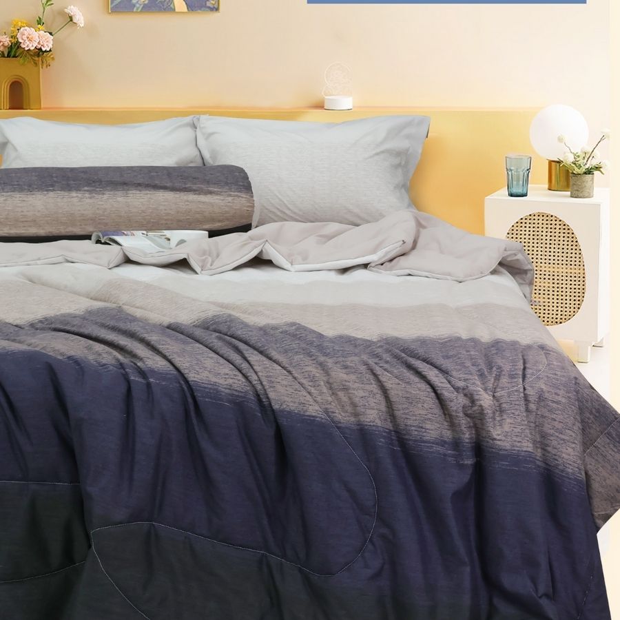 Bộ 5 món drap, áo gối kèm mền Stefani ST200053 - Bộ chăn ga gối cotton 1m6x2m, 1m8x2m