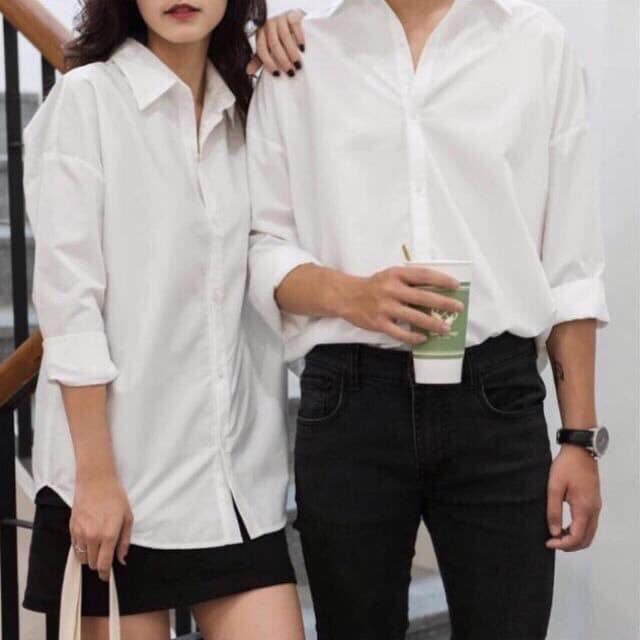 Áo sơ mi nữ phom thụng, áo sơ mi trắng phom rộng