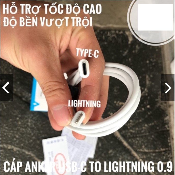 Cáp Chứng nhận MFI Anker PowerLine II USB-C to Lightning 0.9m -
