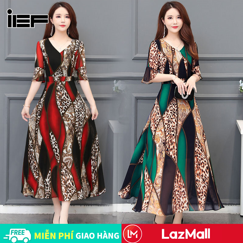 IEF dress long shape a feminine Korean style cool quality soft smooth multi size