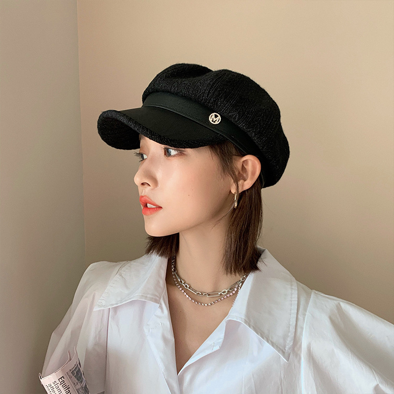 Mũ Nồi Mũ Len Phối Da Khuy Chữ M - 100style