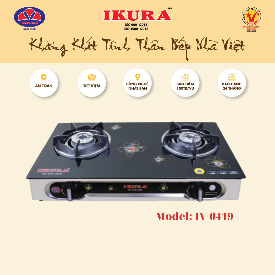 Bếp gas đôi ikura - IV0419 - Bếp ga dương ikura