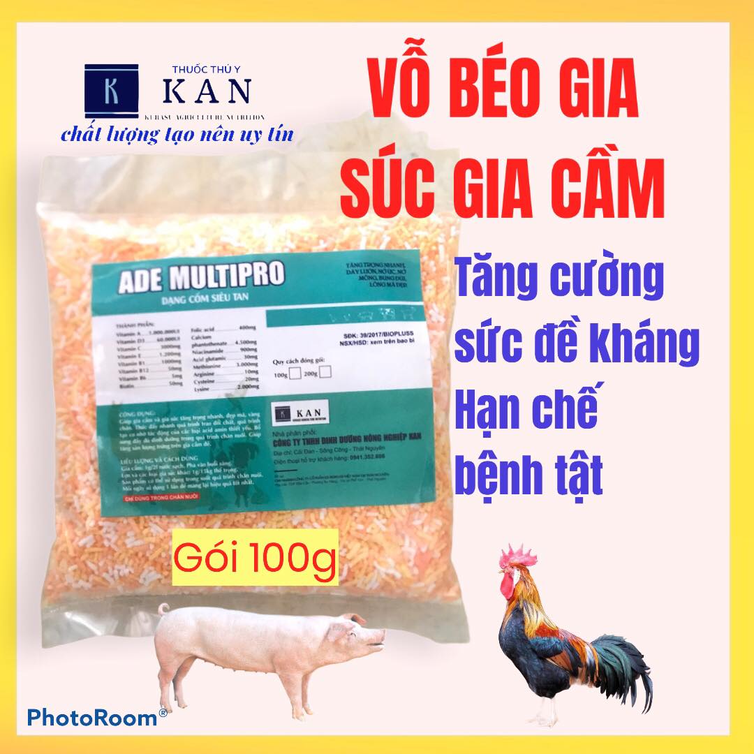 Vỗ béo cao cấp bung lông, bật cựa, bung đùi, nở ức cho thú gia súc gia cầm dạng cốm siêu tan gói 100g