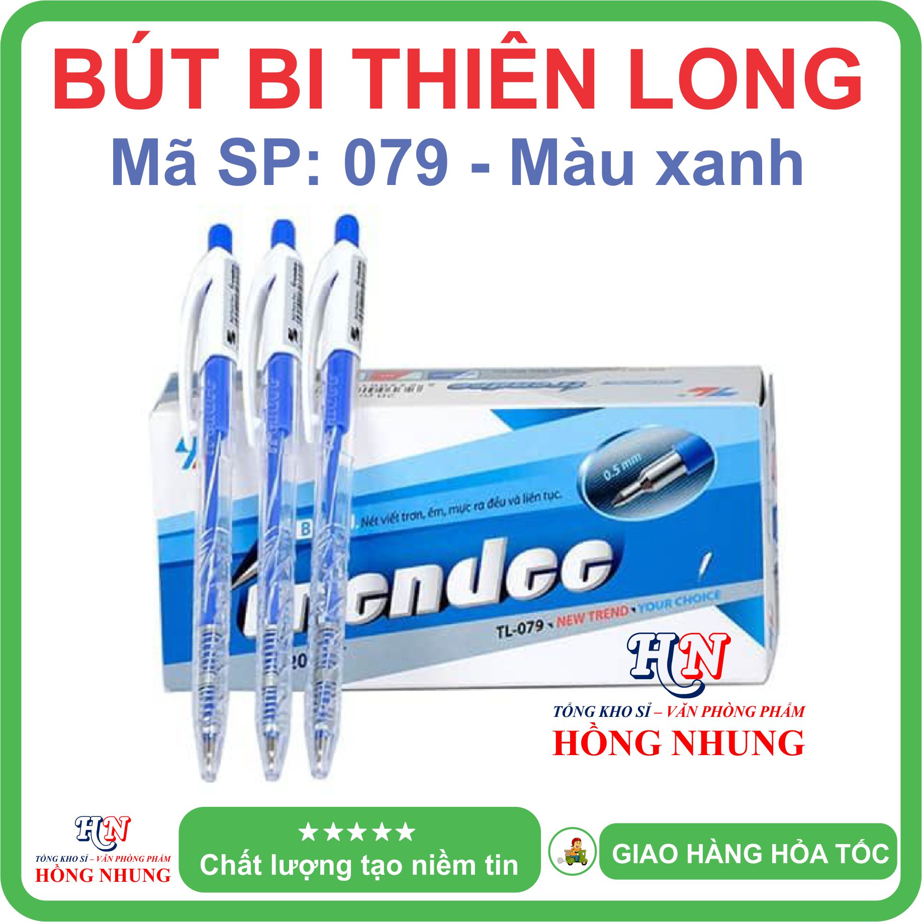 [SÉT] COMBO Hộp 20 Bút Bi Thiên Long TL-079 Đầu Nhỏ 0.5mm - Mực đều, êm, mịn, không rít giấy