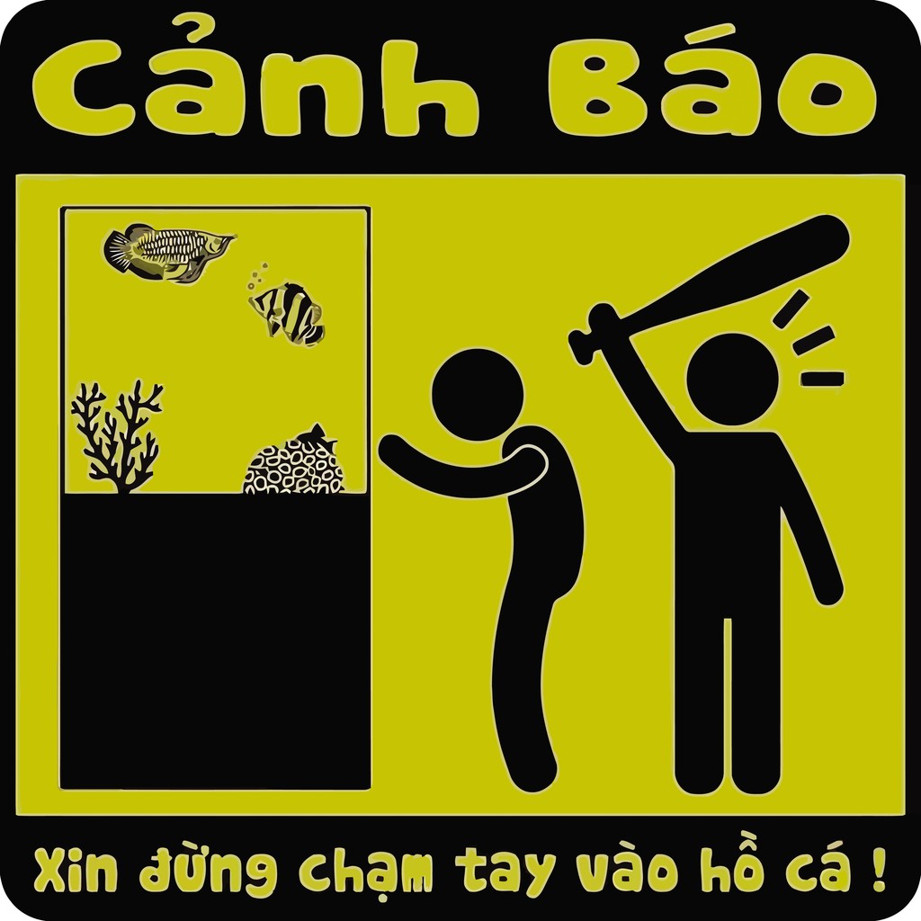 Decal Cảnh Báo Vui Nhộn Dán Hồ Cá
