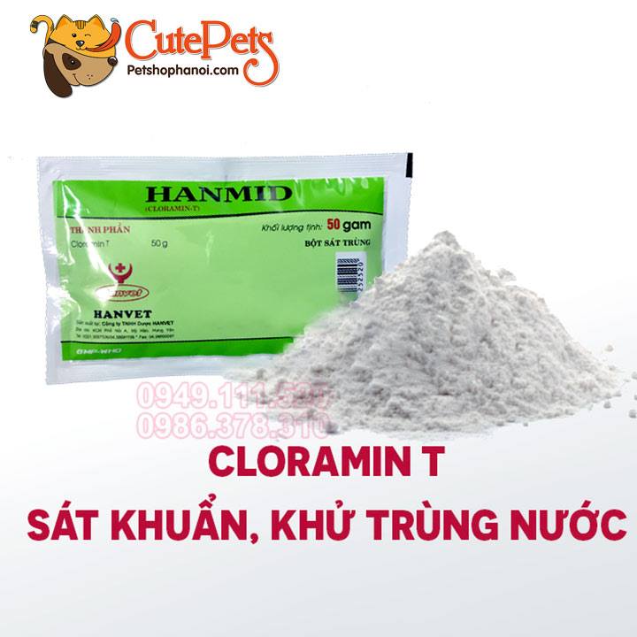 [HOÀN TIỀN 10%]Bột sát trùng Hanmid 50g Cloramin-T Dành cho thú cưng - CutePets