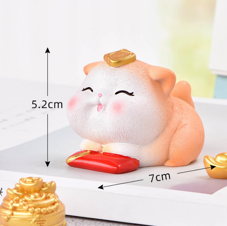 Tượng đá mèo cát tường Rich Cat để bàn
