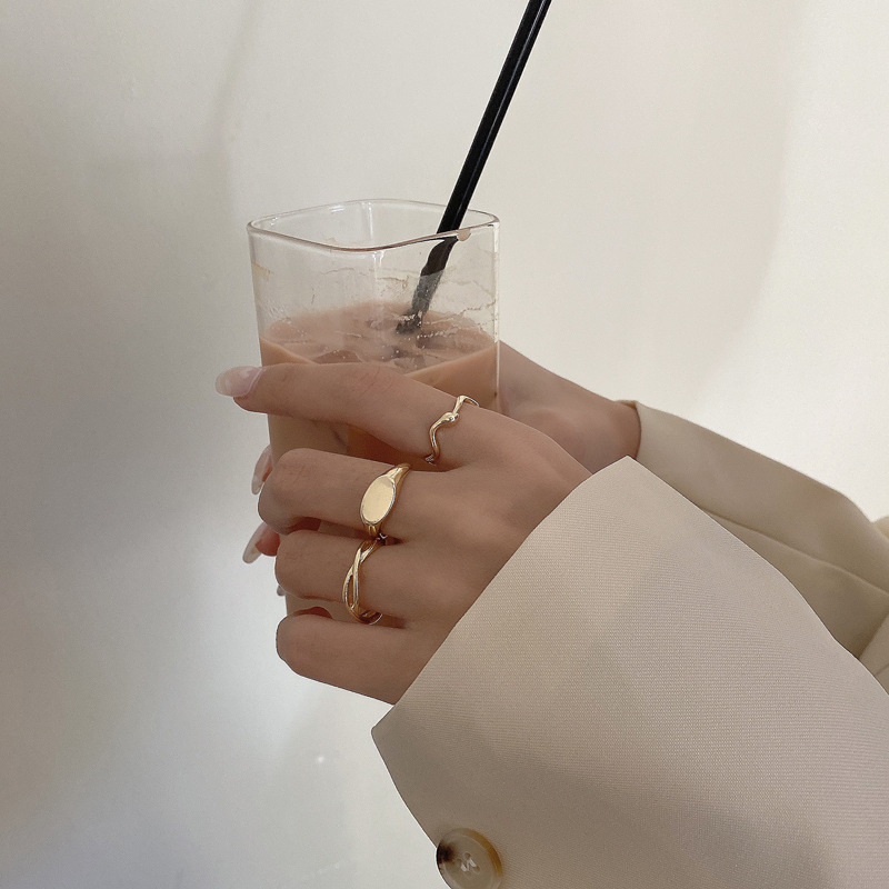 Set nhẫn basic mặt dẹt, 3 chiếc kiểu dáng đơn giản, cá tính Her Jewelry N24