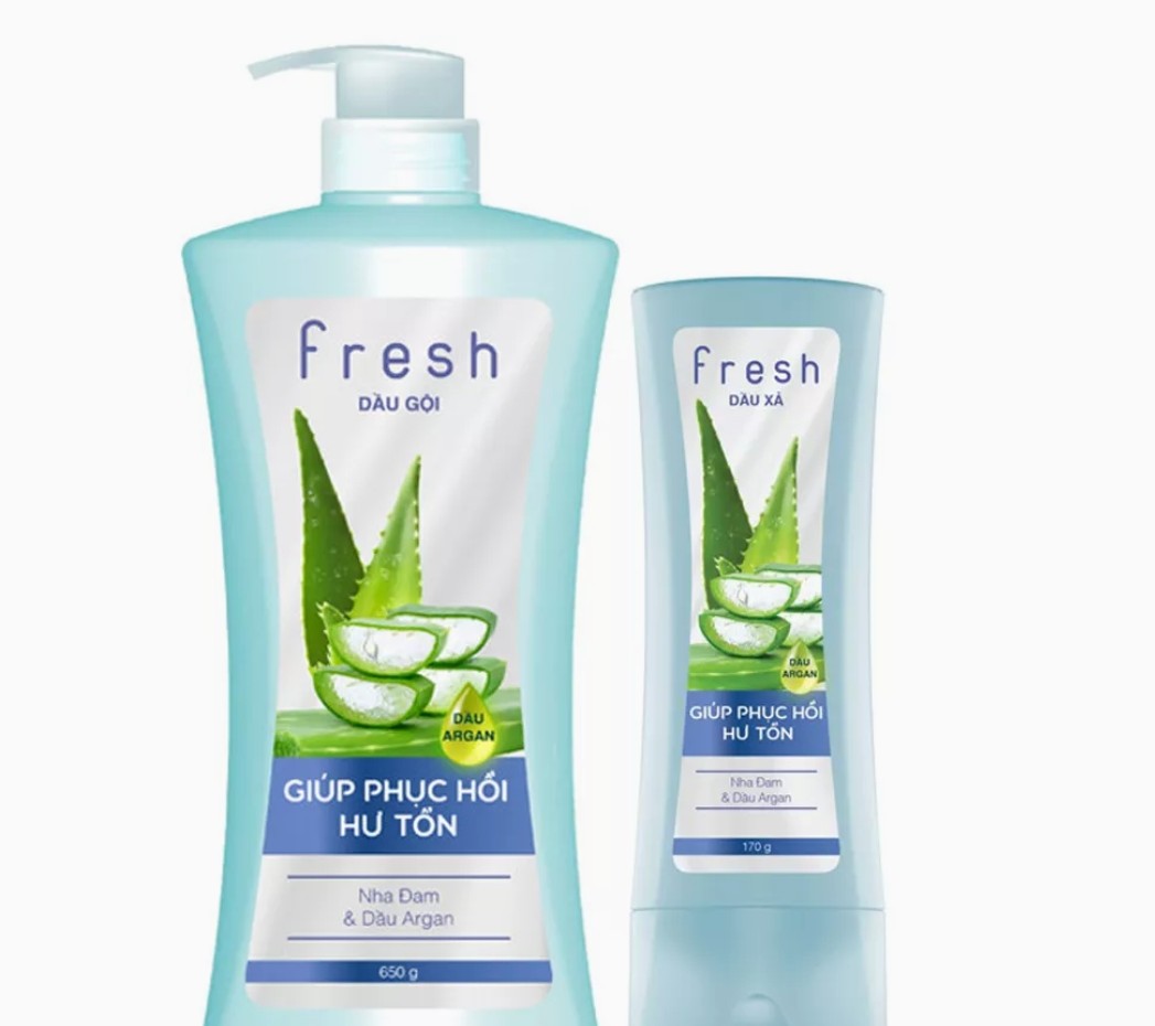 [HCM] Combo Dầu Gội Dầu Xã Fresh từ Nha Đam ( Dầu gội 650g+ Dầu xã 170g)