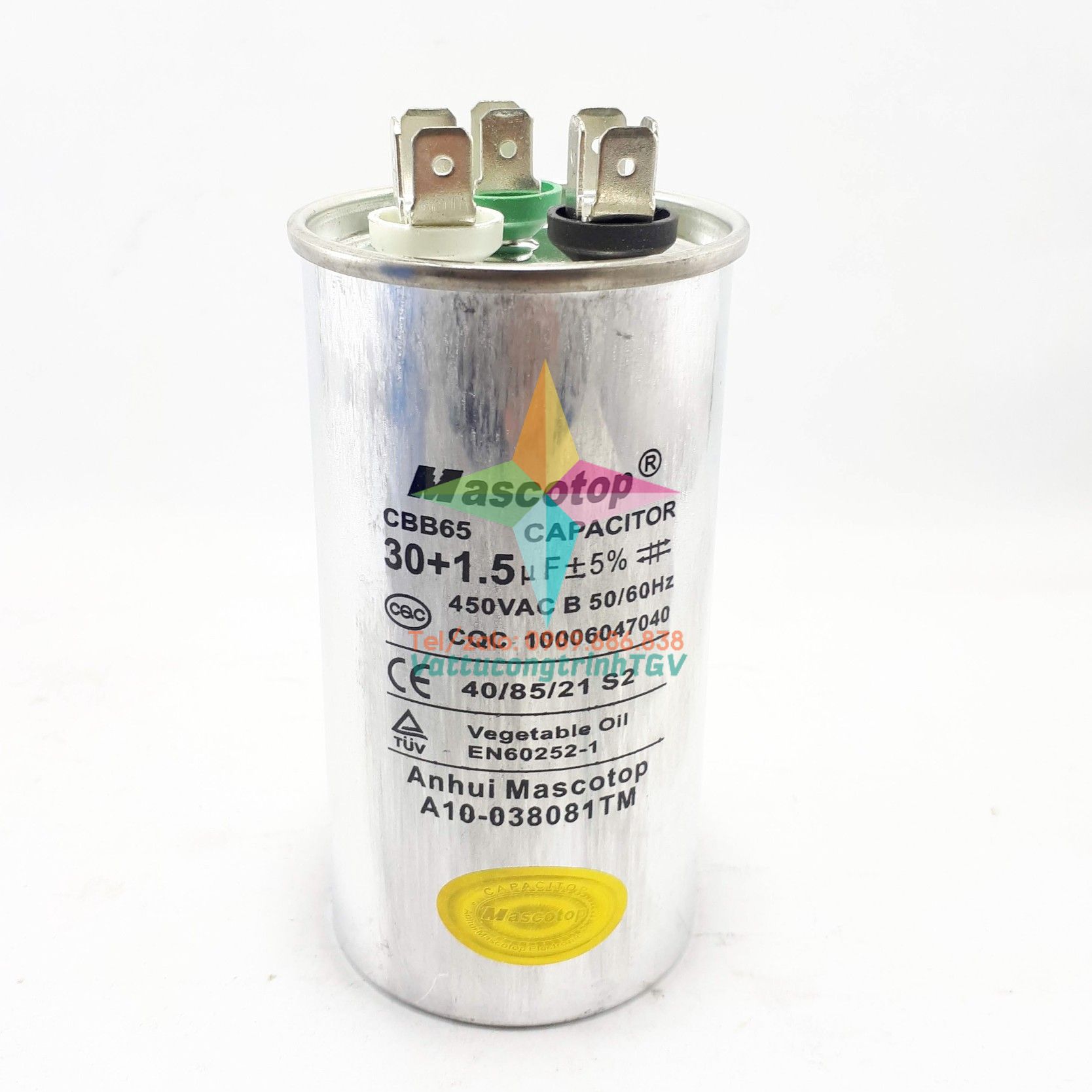 Tụ điều hòa Mascotop kiểu CBB65 450VAC 30uF + 5%