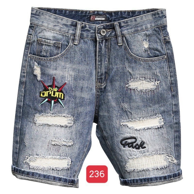 Quần short jean nam cao cấp - quần jean lửng nam họa tiết - quần ngố jean rách co giãn chất đẹp xuất sắc thời trang cheryshop94 cr236