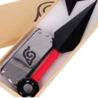 Mô hình kunai màu đỏ naruto dài băng trán làng lá shuriken đồ chơi mô hình kunai 27cm