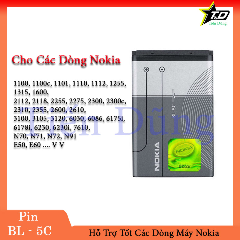 Pin Nokia BL 5C Loại 2ic Chống Phù - Pin sạc BL-5C nhỏ gọn không lo cháy nổ