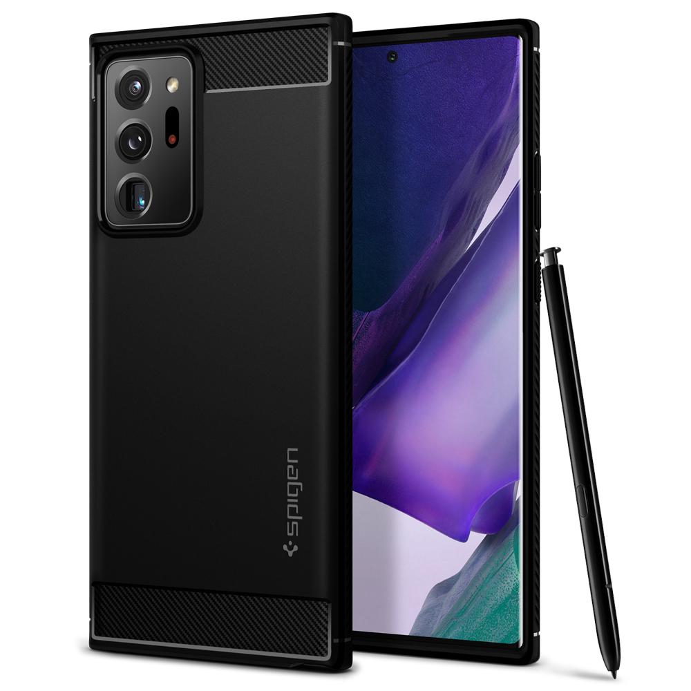 Ốp lưng hàng hiệu Spigen Rugged Armor màu đen cho Galaxy Note 20 Ultra | Galaxy Note 20