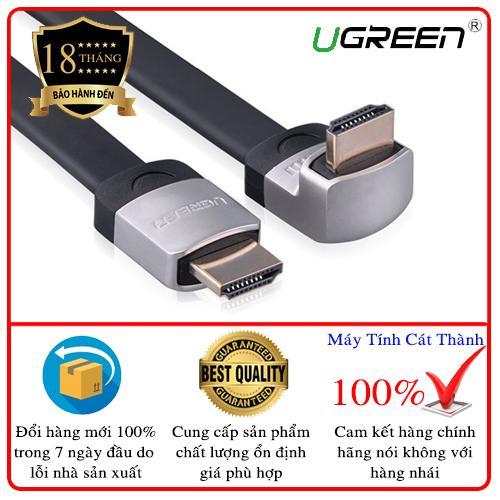Cáp HDMI UGREEN Hdd122 đầu bẻ góc 90 độ dài 3m UG-10284 (Đen)