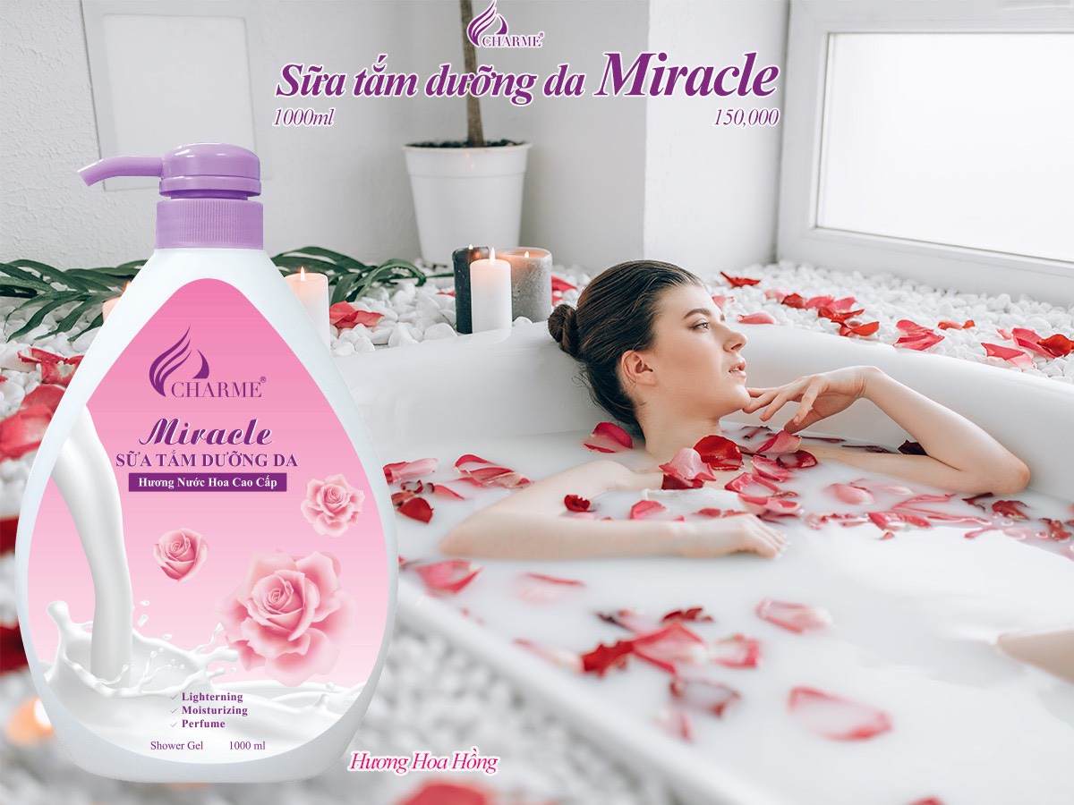Sữa Tắm Hương Nước Hoa Miracle Chamme 1000ml Chính Hãng Trắng Da Dưỡng Ẩm(Kèm Quà Tặng NƯớc Hoa Mini)