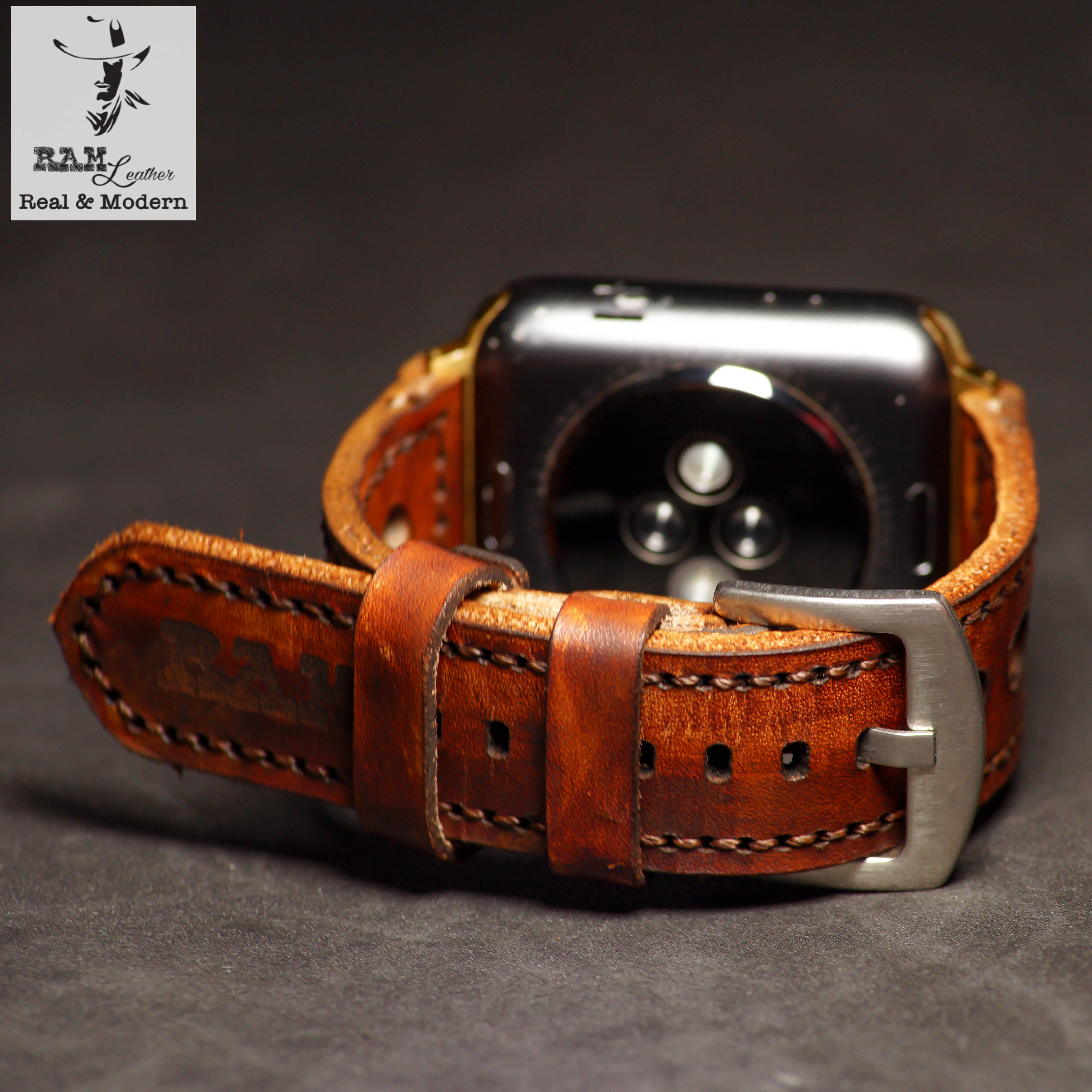 Dây da đồng hồ Siêu bền Da Bò Vegtan Ý RAM Leather D33 Nâu Sáng Hàng Chính Hãng RAM Leather