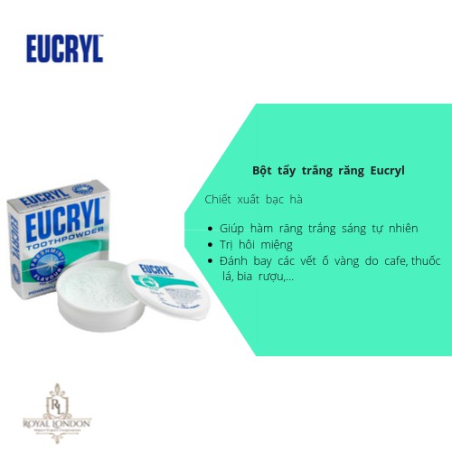 Combo trắng răng Eucryl kem đánh răng 62g + bột trắng răng 50g