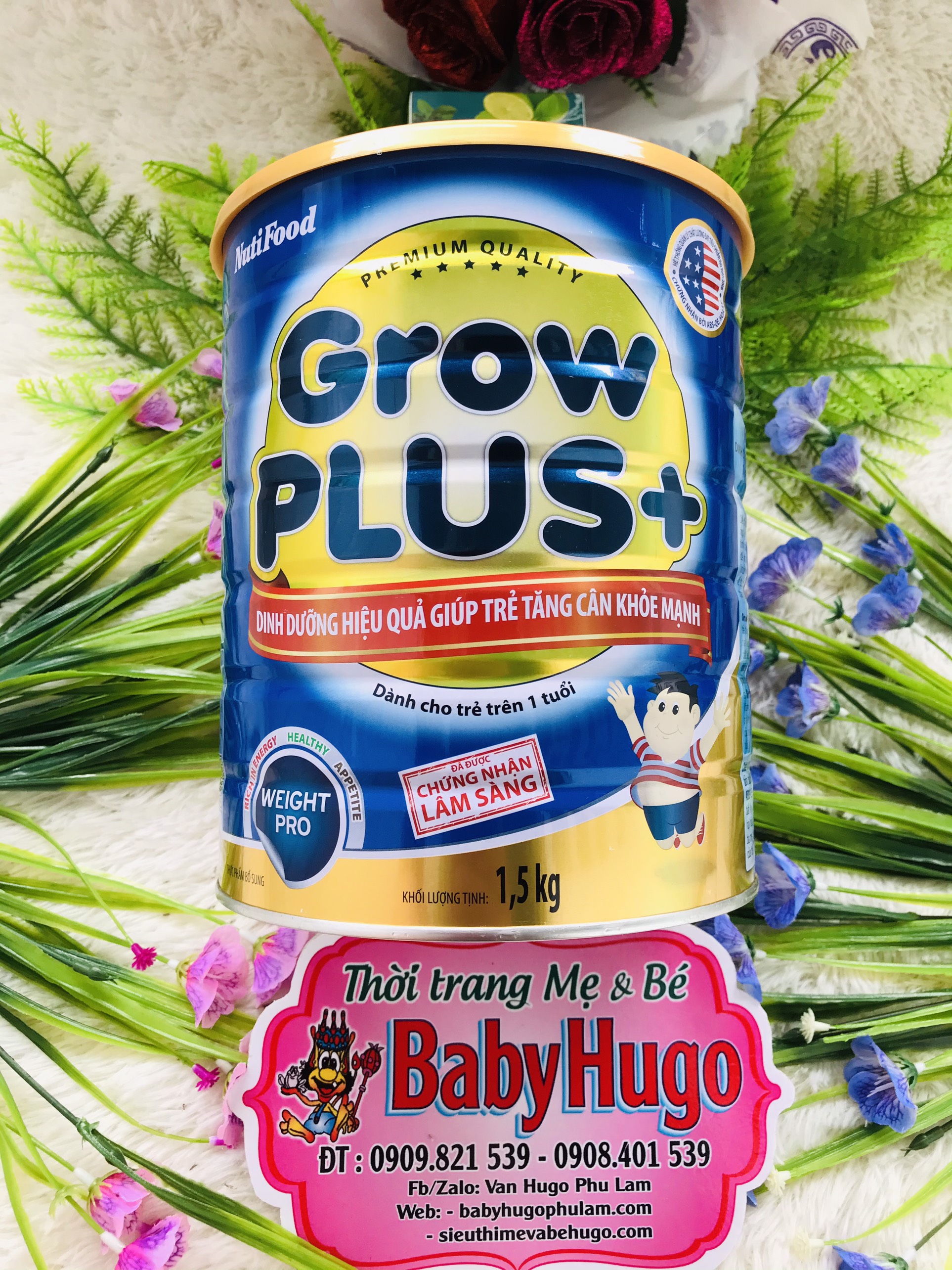 [MẪU MỚI] Sữa Bột Nutifood Grow Plus+ Xanh Hộp 1,5kg