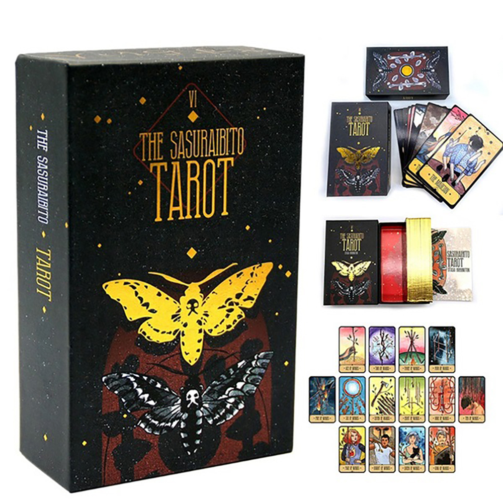 [Mạ Cạnh Size Gốc ] Bài Tarot Sasuraibito Hộp Cứng Cao Cấp 78 Lá Bài Mạ Vàng Tặng Đá Thanh Tẩy