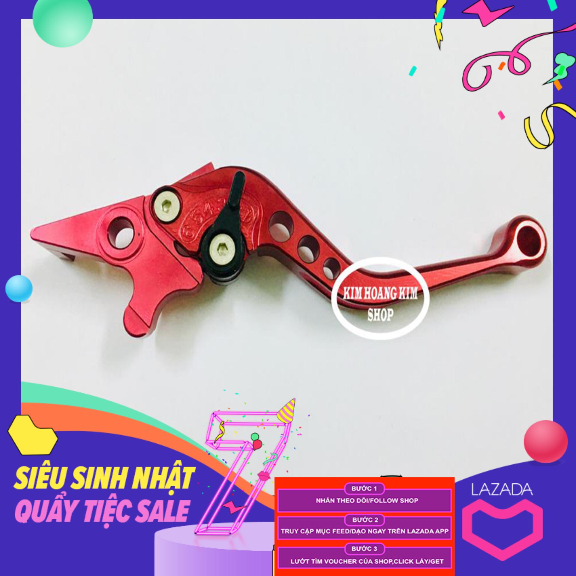 Tay thắng Đĩa nhôm 6 số Shark Power dành cho xe Wave,Sirius...(màu Đỏ)
