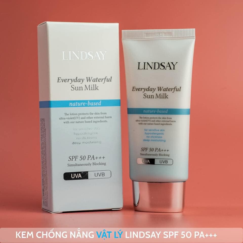 Kem chống nắng lindsay everyday waterful sun milk spf 50 pa+++ chính hãng hàn quốc - giúp bảo vệ làn da khỏi tia uv