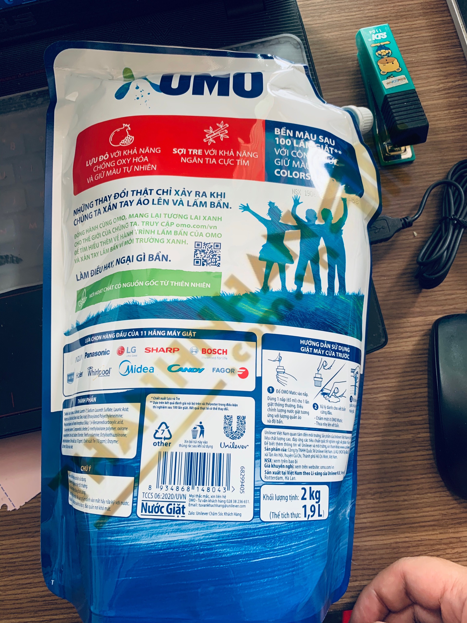 04 Túi Nước Giặt OMO Matic 2kg xanh (Dành cho máy giặt cửa trước)