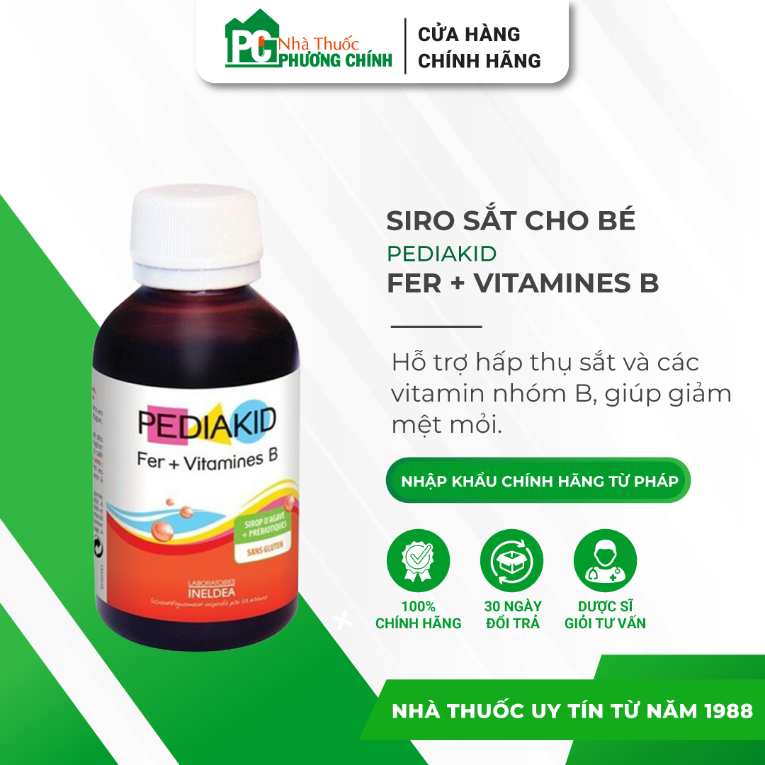 Siro bổ sung sắt cho bé pediakid fer + vitamines b - bổ sung thêm vitamin nhóm b