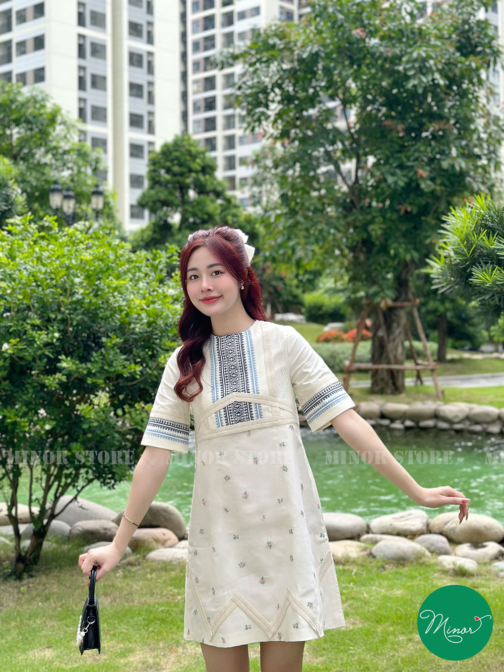 ĐẦM LIỀN FORM BABYDOLL 2 LỚP HOA VĂN  [MINOR JOLINA]